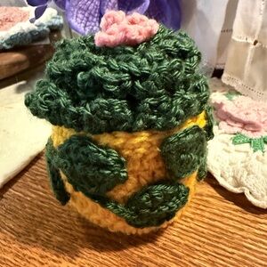 Handmade Crochet succulent - Green and Yellow